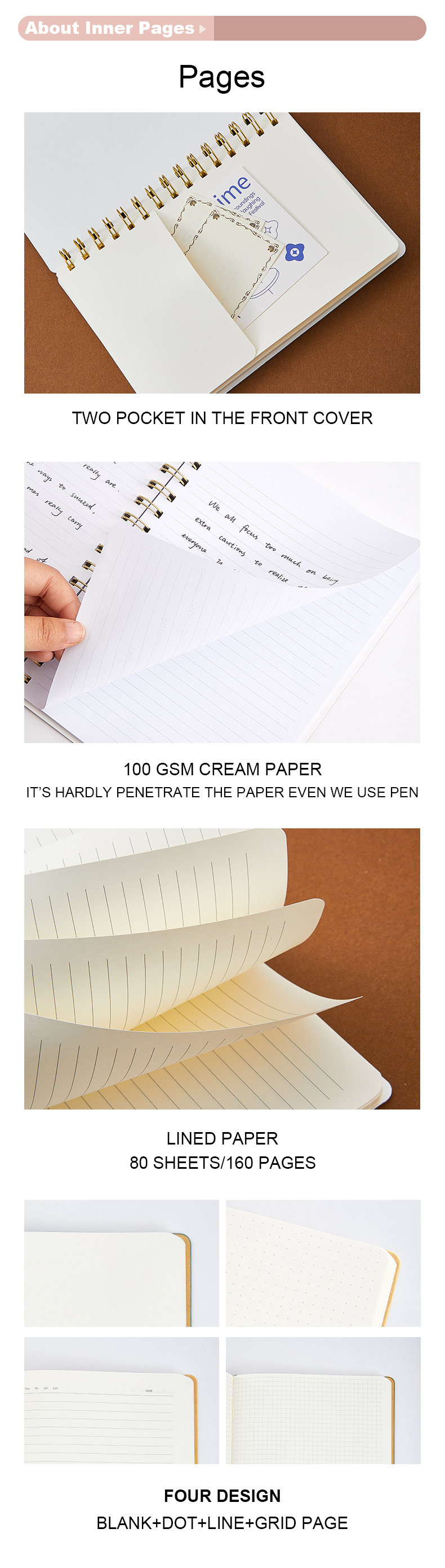 Wood material cover spiral notebook8 Wood material cover spiral notebook8