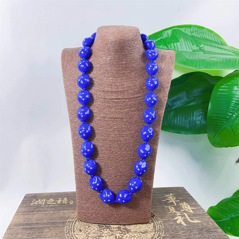 FSM Flag Kukui Nut Necklace KN-jn057_0003 FSM Flag Kukui Nut Necklace KN-jn057_0003