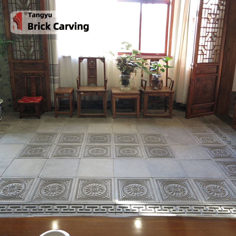 Lotus patterned vintage floor tiles Lotus patterned vintage floor tiles