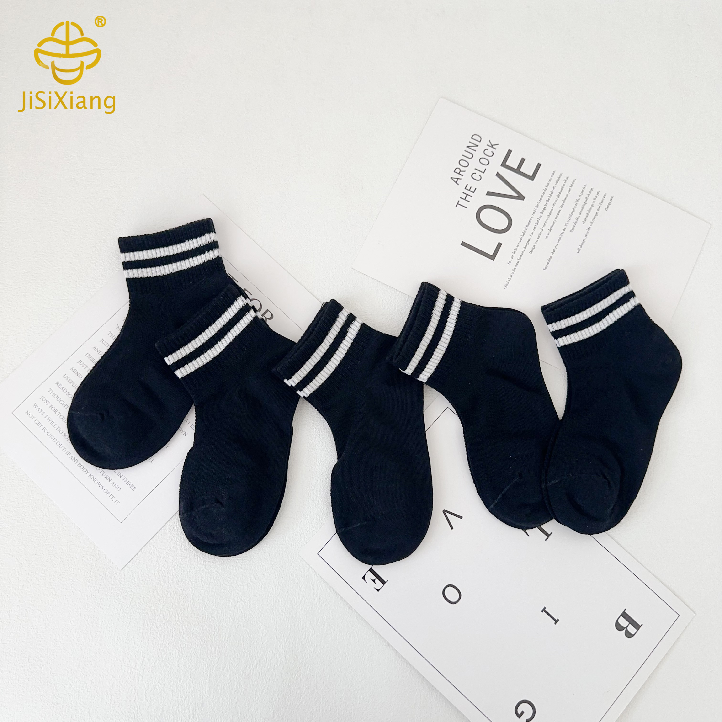 New mesh breathable striped short socks with black and white stripes for students New mesh breathable striped short socks with black and white stripes for students