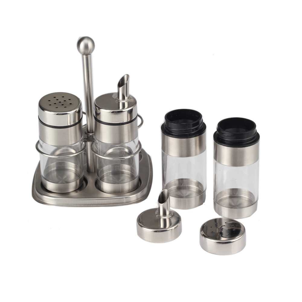 Salt And Pepper Shakers Condiment Server Holder 4 Piece