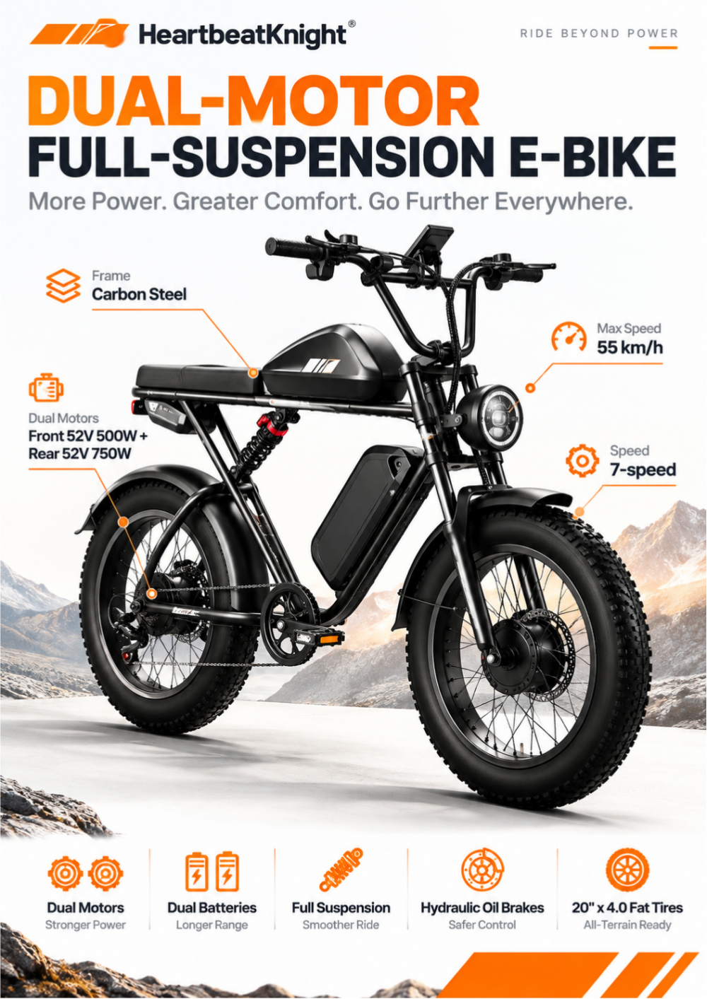 K10 DUAL-MOTOR FULL-SUSPENSION E-BIKE K10 DUAL-MOTOR FULL-SUSPENSION E-BIKE