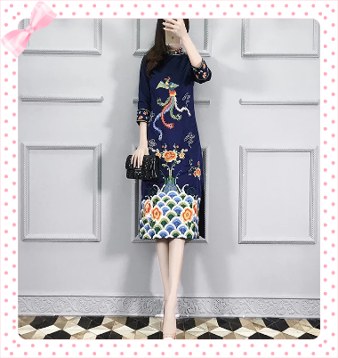 Hand Embroidery Cheongsam Dress