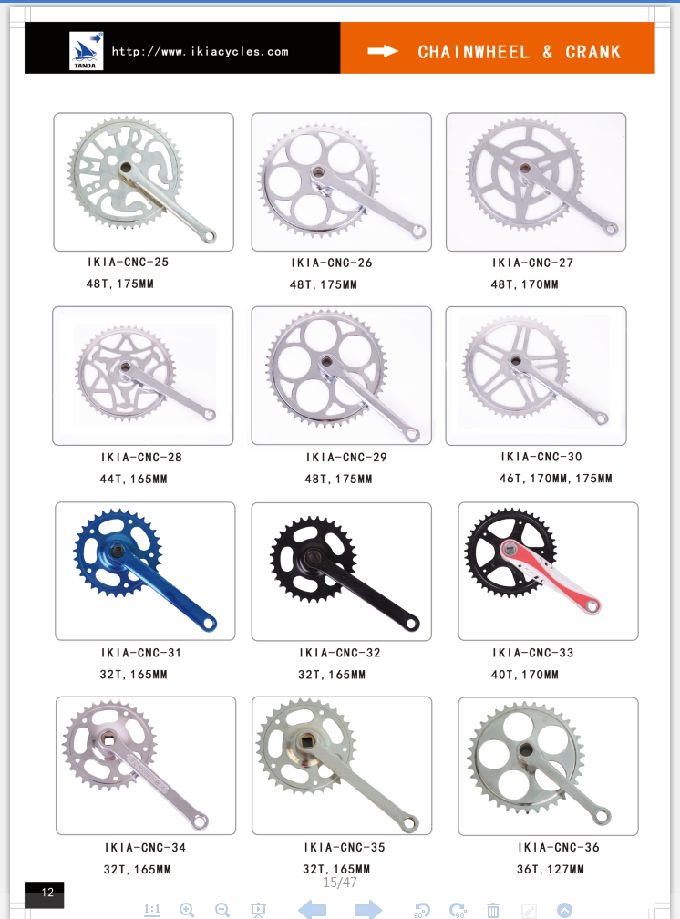 bicycle chainwheel and crank