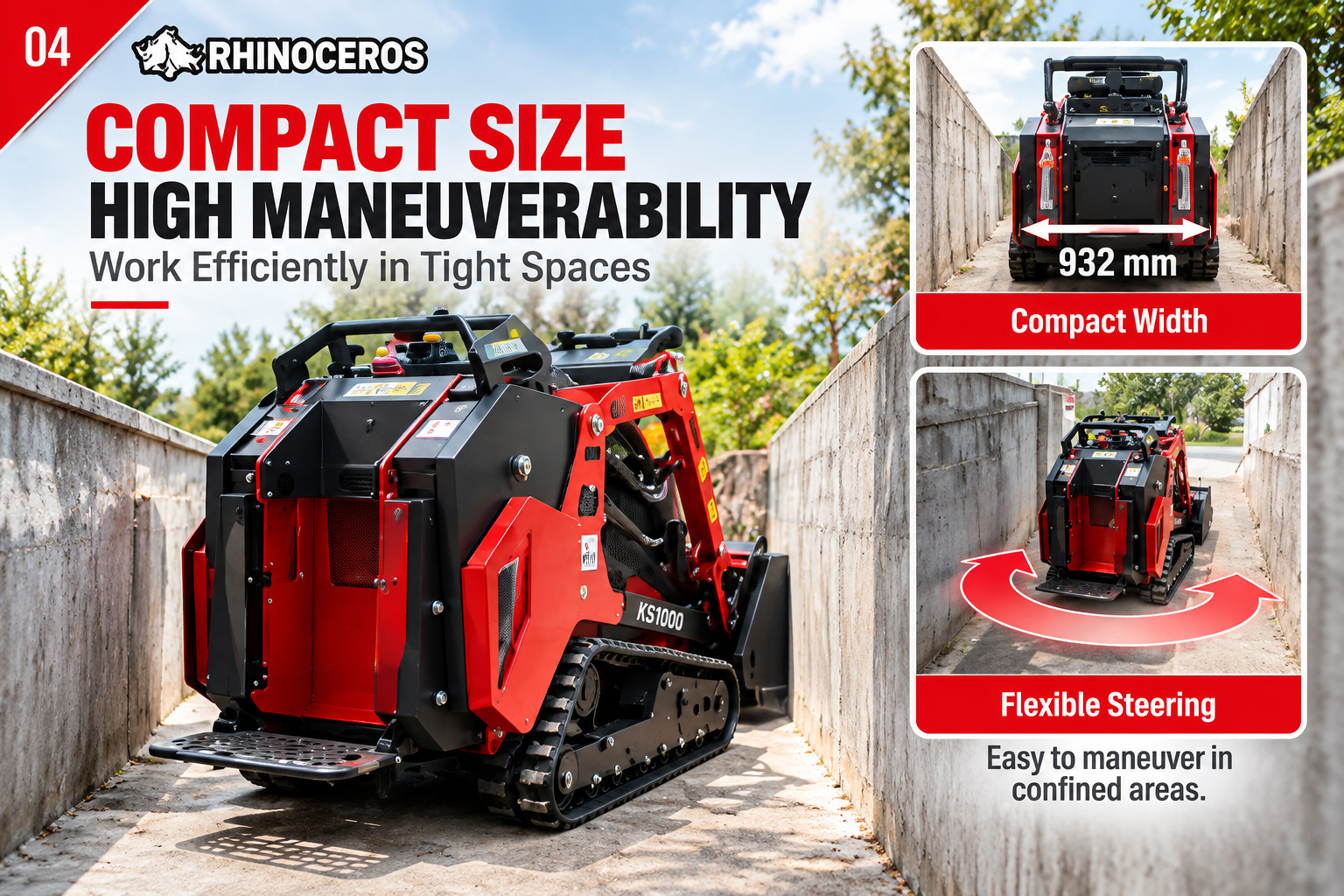 KS1000 tracked undercarriage and jobsite operation RHINOCEROS KS1000 tracked undercarriage and jobsite operation