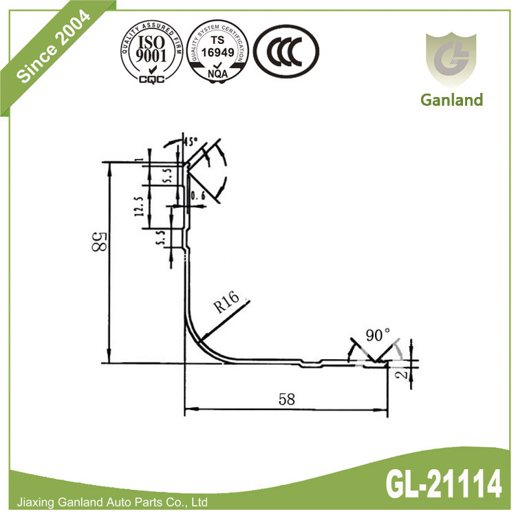 Talão de canto externo GL-21114 Outside Corner Bead GL-21114