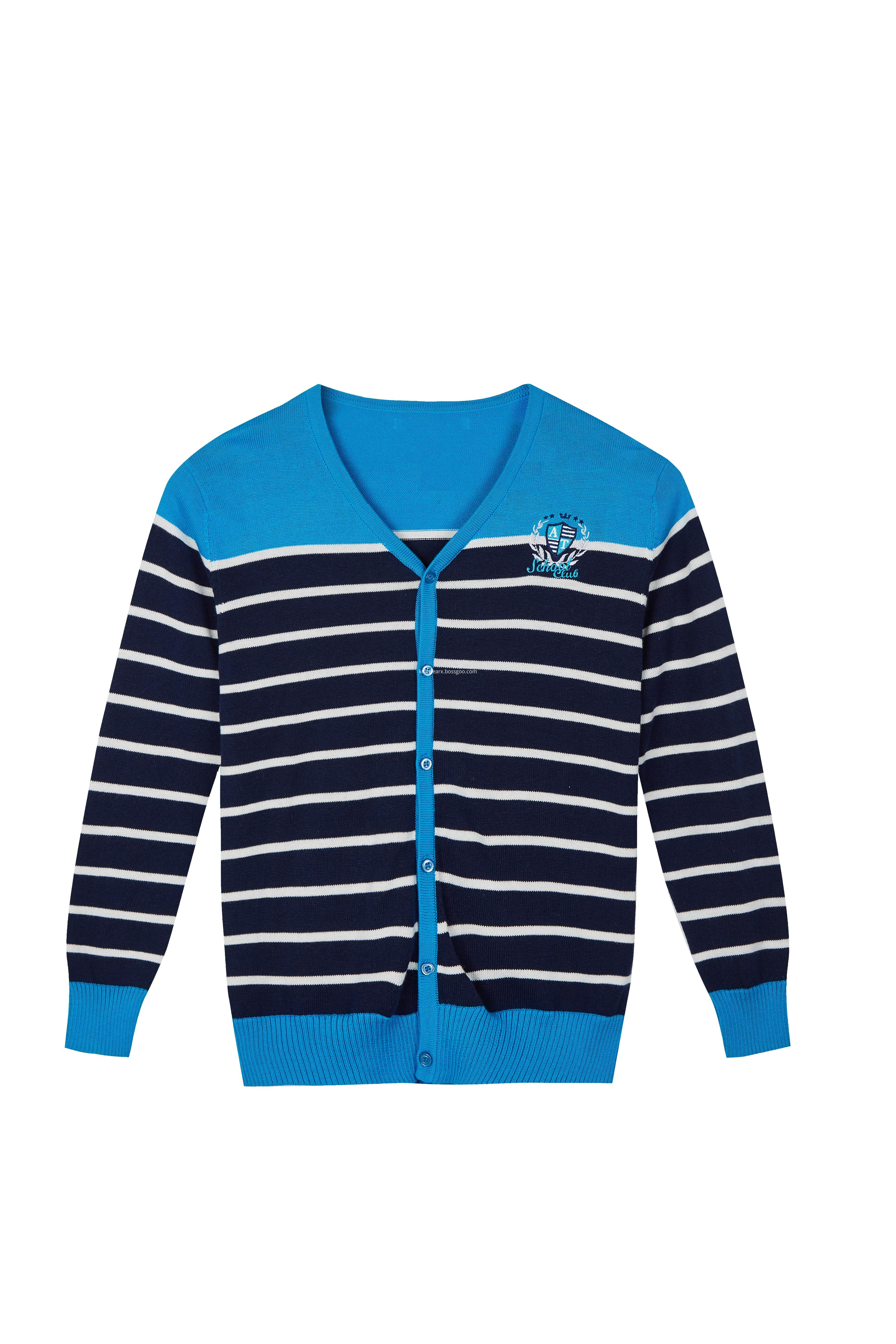 Boy's Knitted Striped Buttoned Cardigan