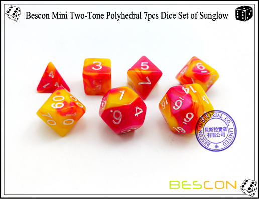 Bescon Mini Zweifarbige Vielflächige 7er Würfel Set von Sunglow-4 Bescon Mini Two-Tone Polyhedral 7pcs Dice Set of Sunglow-4