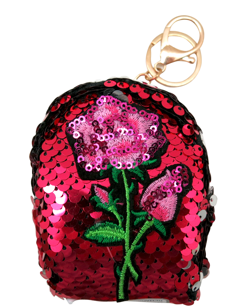 Flower Sequin Coin Purse Keyring 4 Flower Sequin Coin Purse Keyring 4