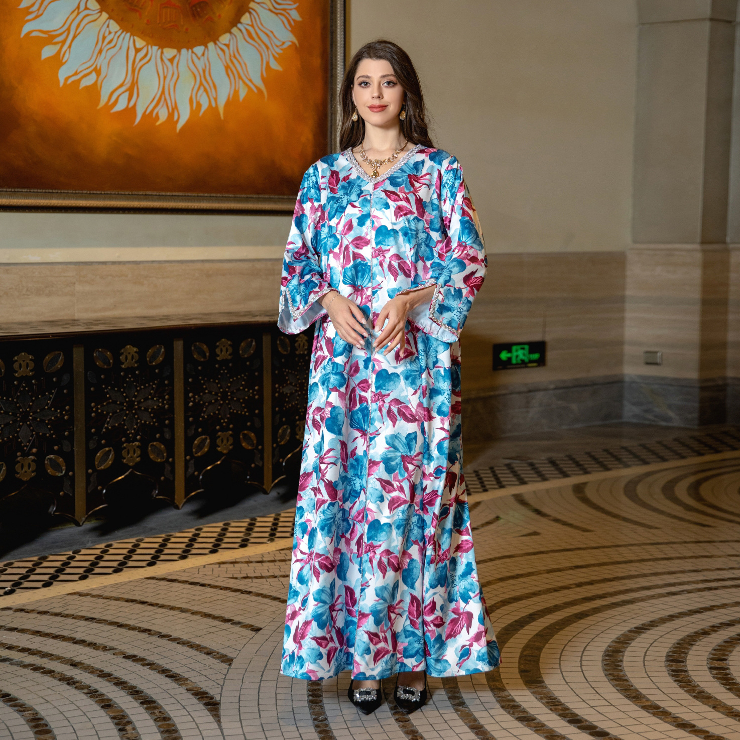Floral Rhinestone Plus Size Maxi Dress (16) Floral Rhinestone Plus Size Maxi Dress (16)