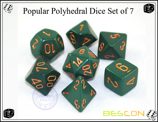 Popular Polyhedral Dice Set of 7 Popular Polyhedral Dice Set of 7