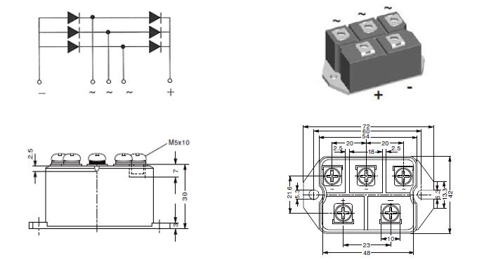 Ponte retificadora MDS100-IXYS (1) MDS100-IXYS Rectifier Bridge (1)