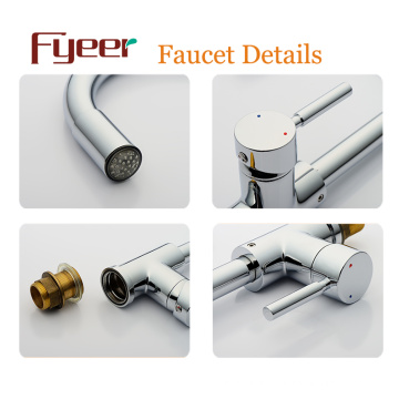 Fyeer Brass Sink Led Kitchen Faucet Power By Water Pressure No