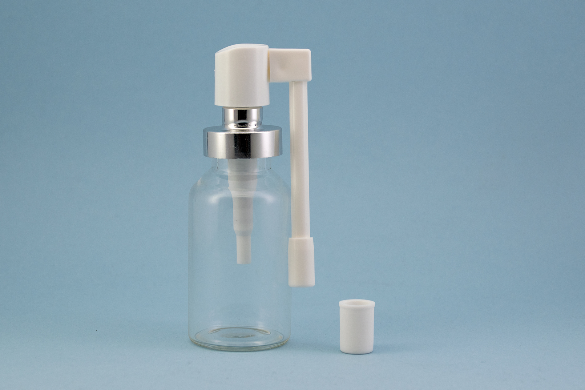 20 mm shiny silver crimp pump with long nozzle medical oral sprayer 20 mm shiny silver crimp pump with long nozzle medical oral sprayer