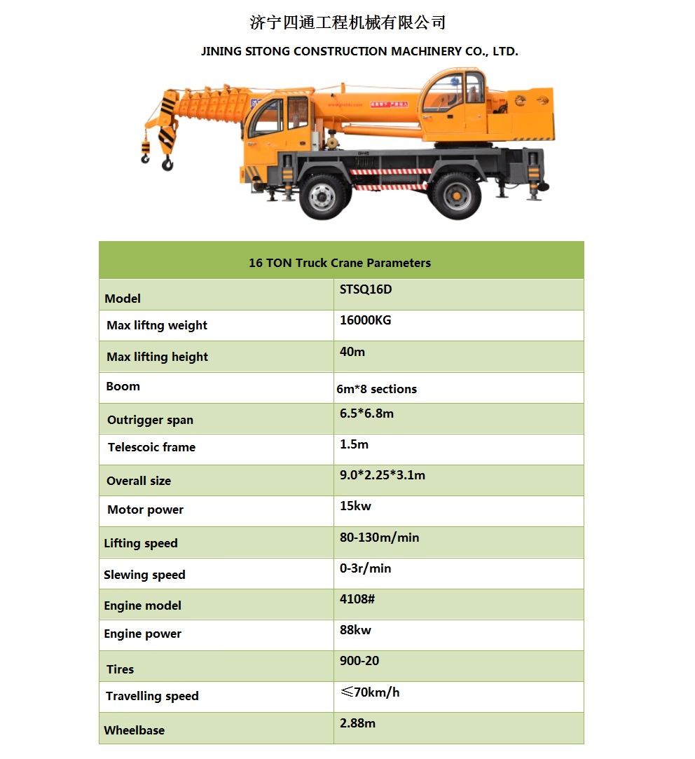 16 ton crane parameters