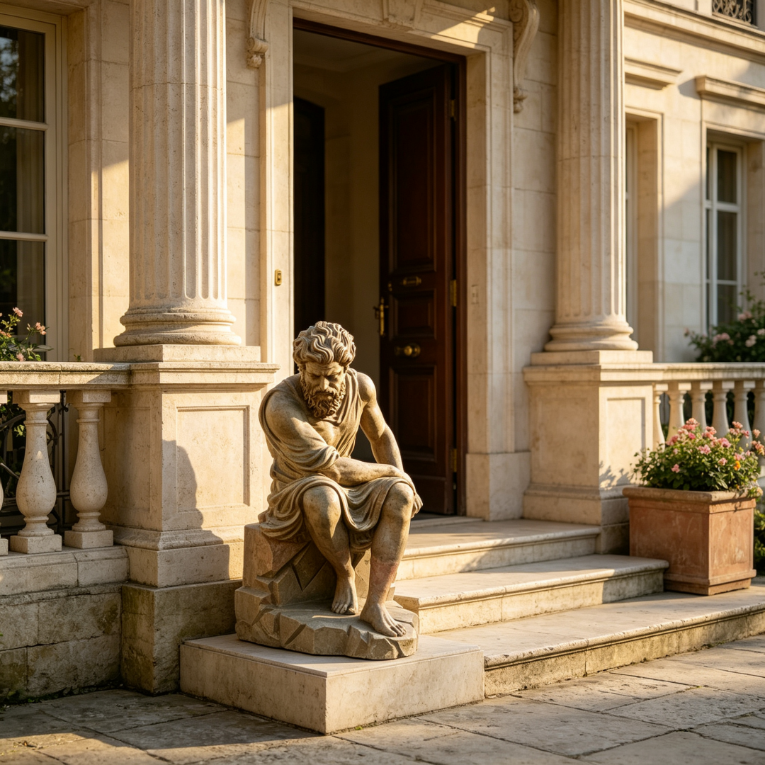 Statue_At_Classical_Building_Entrance Statue_At_Classical_Building_Entrance