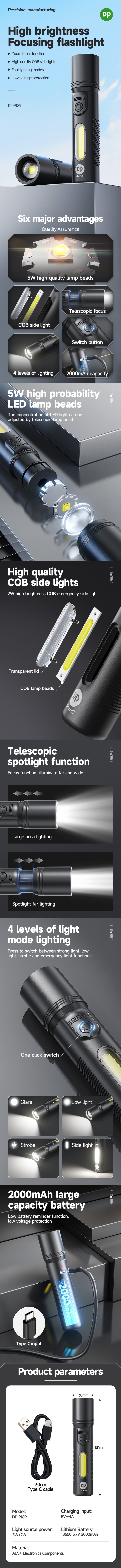 2-in-1 Mini Flashlight COB Type-C Rechargeable Strobe-detail 2-in-1 Mini Flashlight COB Type-C Rechargeable Strobe-detail
