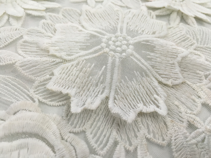 3D Ткань ручной вышивки цветов 3D Handmade Flower Embroidery Fabric