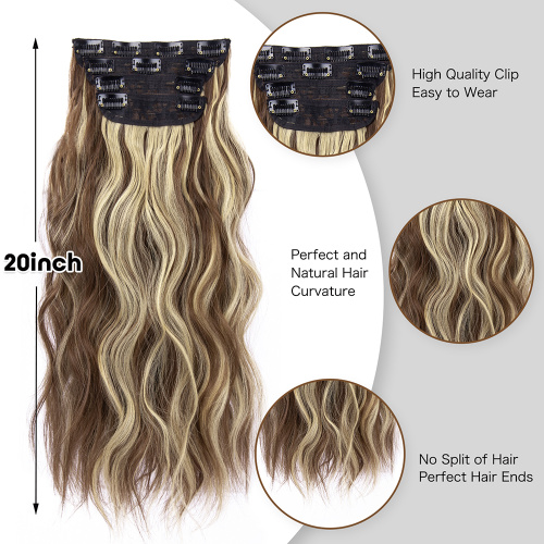 Alileader Clip in Long Wavy Synthetic 20 Inch 4PCS Hairpieces Fiber Thick Double Weft Hair Extension for Women Supplier, Supply Various Alileader Clip in Long Wavy Synthetic 20 Inch 4PCS Hairpieces Fiber Thick Double Weft Hair Extension for Women of High Quality