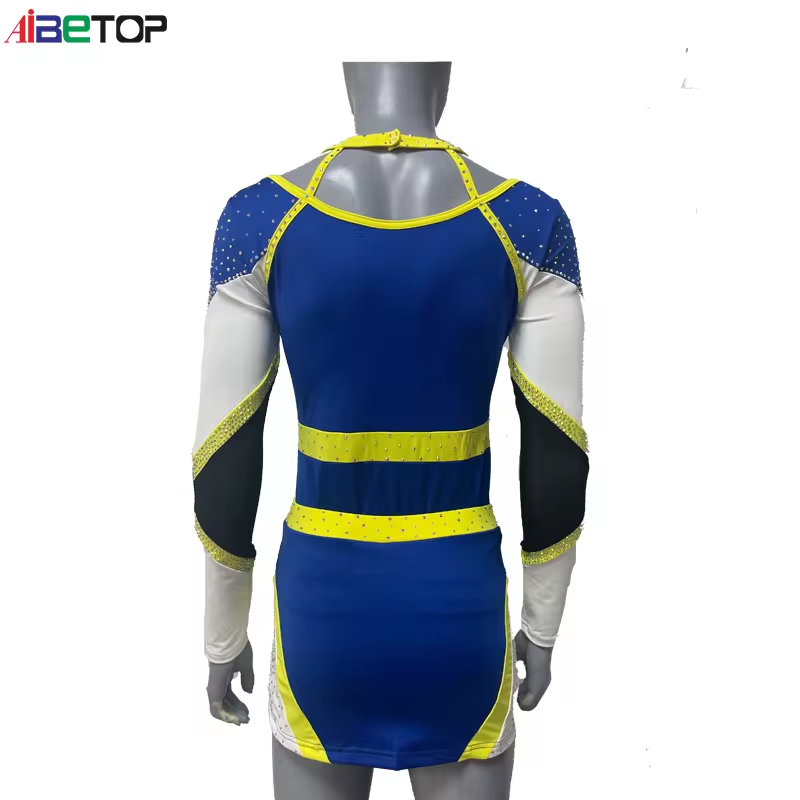 Custom All Star Cheerleading Uniforms Blue White Long Sleeve Cheerleading Uniforms4 Custom All Star Cheerleading Uniforms Blue White Long Sleeve Cheerleading Uniforms4
