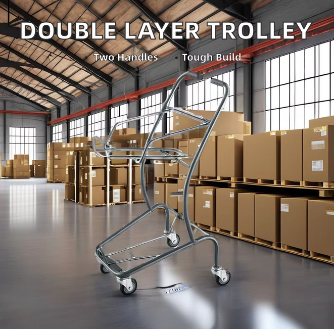 High Capacity Steel Hand Trolley with Double Layers High Capacity Steel Hand Trolley with Double Layers
