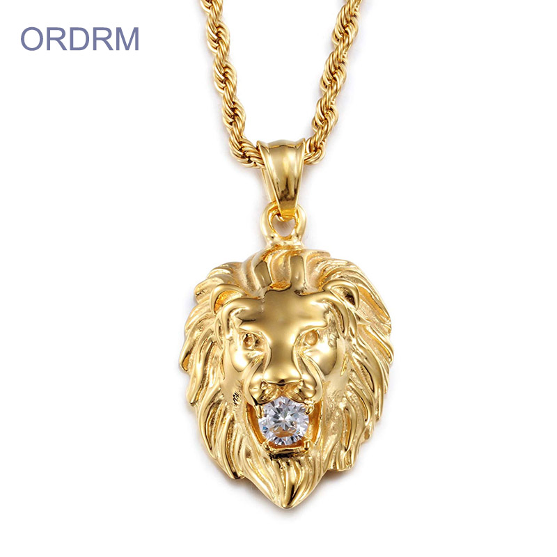 Fashion Unisex Hip Hop Plaqué Or Strass chèvre Pendentif Chaîne Collier Cadeau