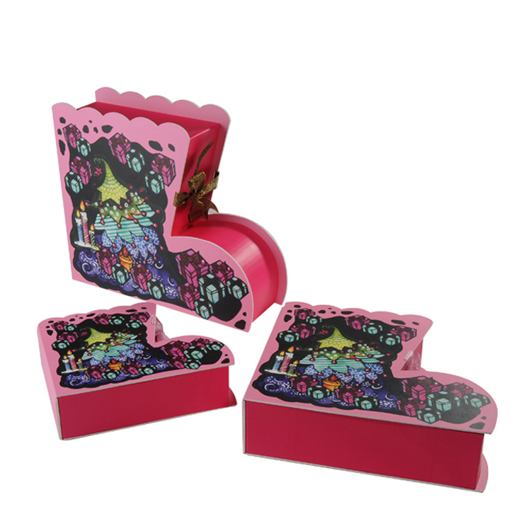 Kotak Kertas Pembungkusan Hadiah Krismas yang Indah Lovely Christmas Gift Socks Packaging Paper Box