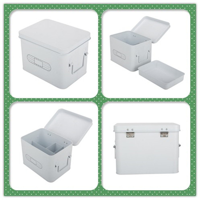 Metal White Medicine First Aid Kit Storage Canister Metal White Medicine First Aid Kit Storage Canister