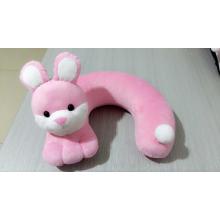 Upright ears pink rabbit u-shaped pillow