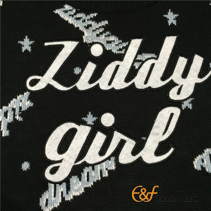 Jacquard girl sweater with embroidery Jacquard girl sweater with embroidery