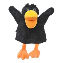 Classic version long hair black duck hand puppet toys