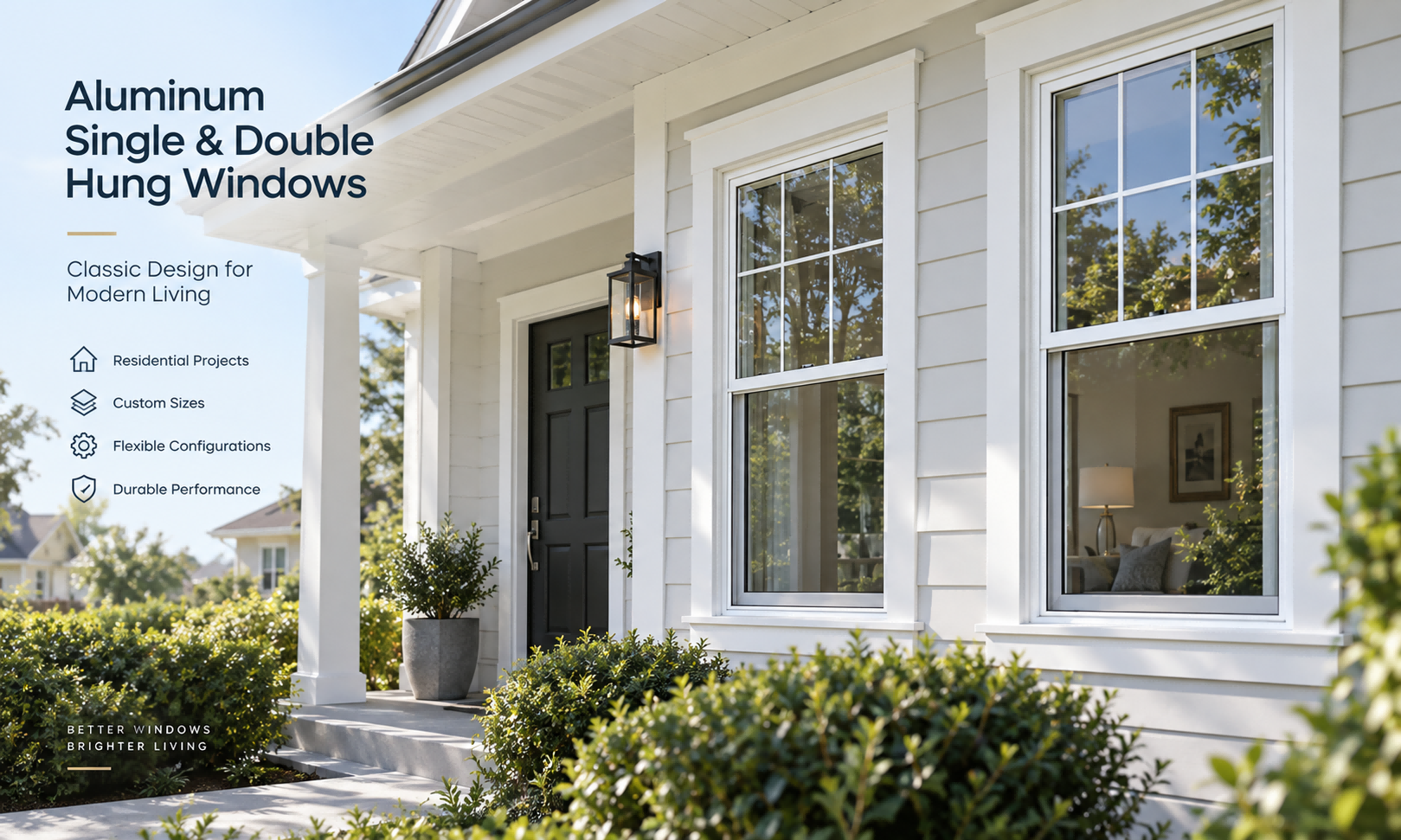 Custom aluminum single and double hung windows for residential projects