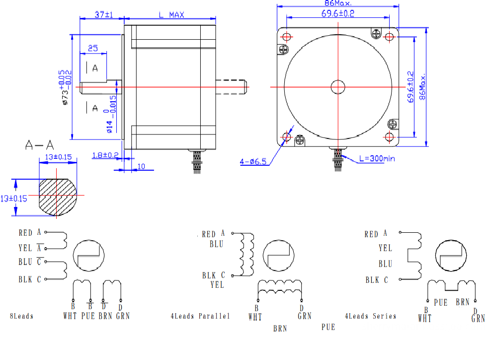 85mm high torque 3-phase hybrid stepper motors anti-rust shaft with 1.2 step angel