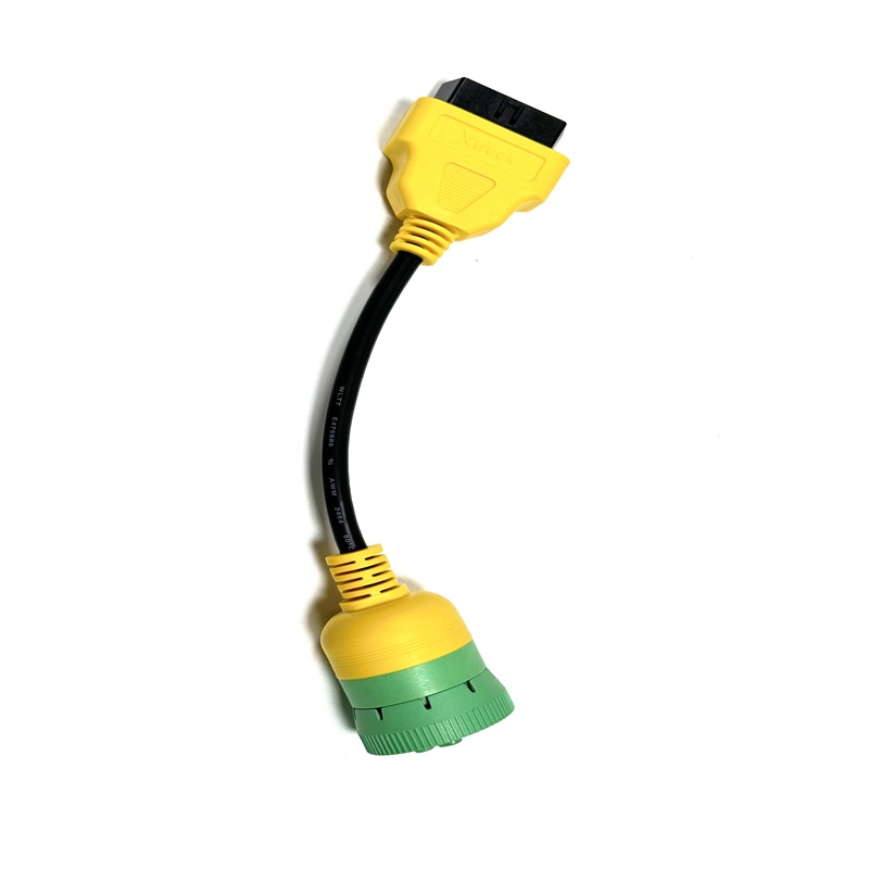 OBDII 16Pin Female to Cummins 9Pin Male Diagnostic Cable, Yellow-Green Overmold OBDII 16Pin Female to Cummins 9Pin Male Diagnostic Cable, Yellow-Green Overmold