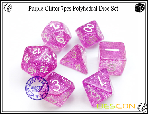 Ensemble de dés polyédriques 7 pcs assortis de paillettes colorées-18 Assorted Colored Glitter 7pcs Polyhedral Dice Set-18