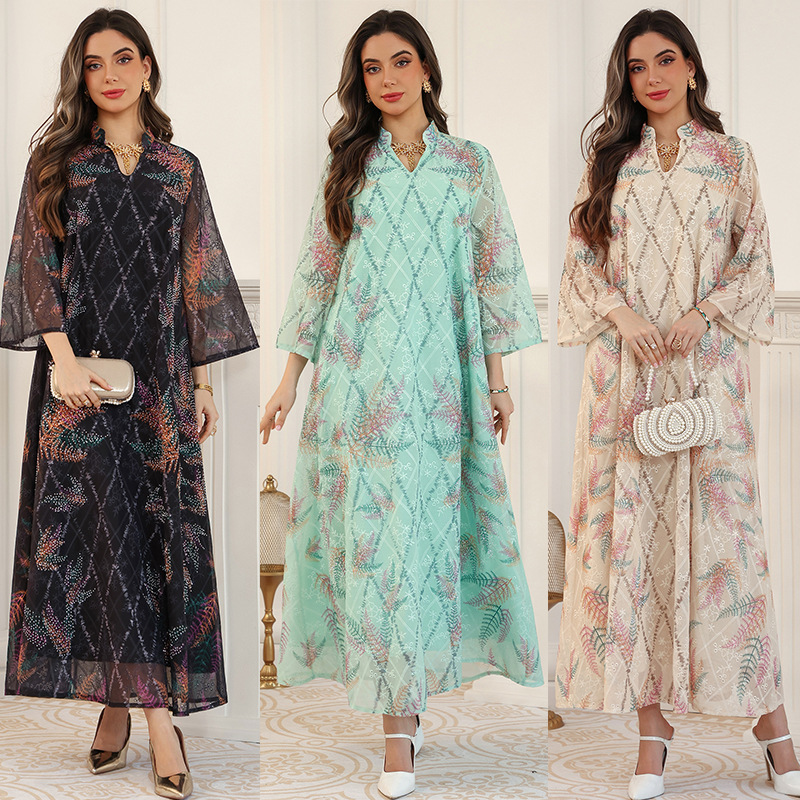 Printed Long Sleeve Maxi Dress Detail Printed Long Sleeve Maxi Dress Detail