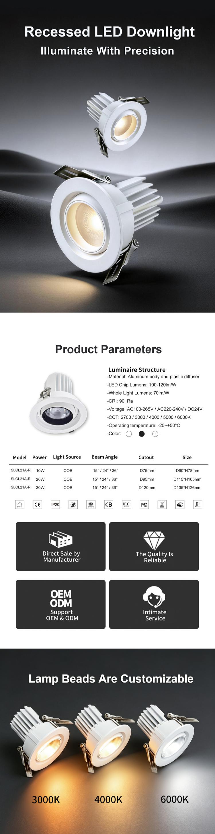 White color recessed led downlight White color recessed led downlight