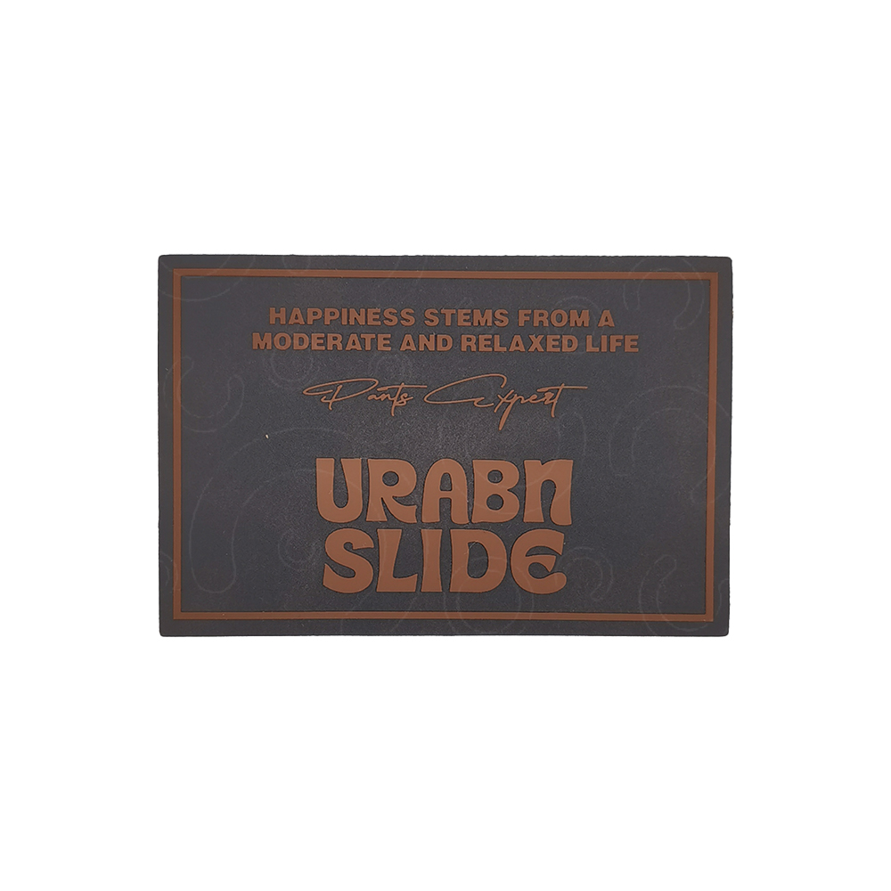 Leather label with silk screen printed silicone letters Leather label with silk screen printed silicone letters