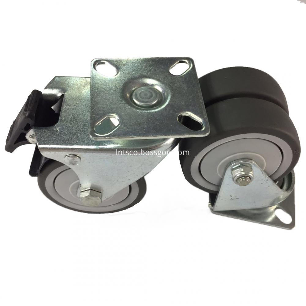 Flat Plate Dual-wheel Casters with TPR Wheels Flat Plate Dual-wheel Casters with TPR Wheels