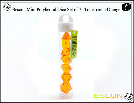 Bescon Mini Polyhedral Würfel Set von 7 - Transparent Orange-7 Bescon Mini Polyhedral Dice Set of 7--Transparent Orange-7