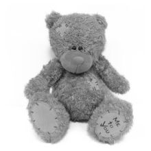 Grey LOVE long-haired sitting bear