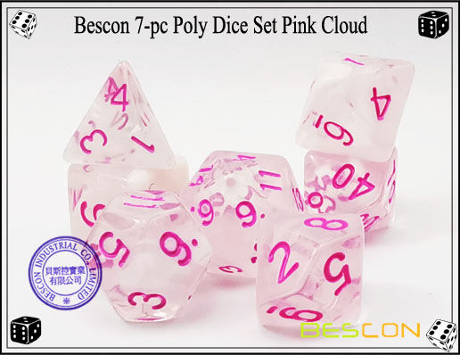 Ensemble de dés de nuage rose-1 Pink Cloud Dice Set-1
