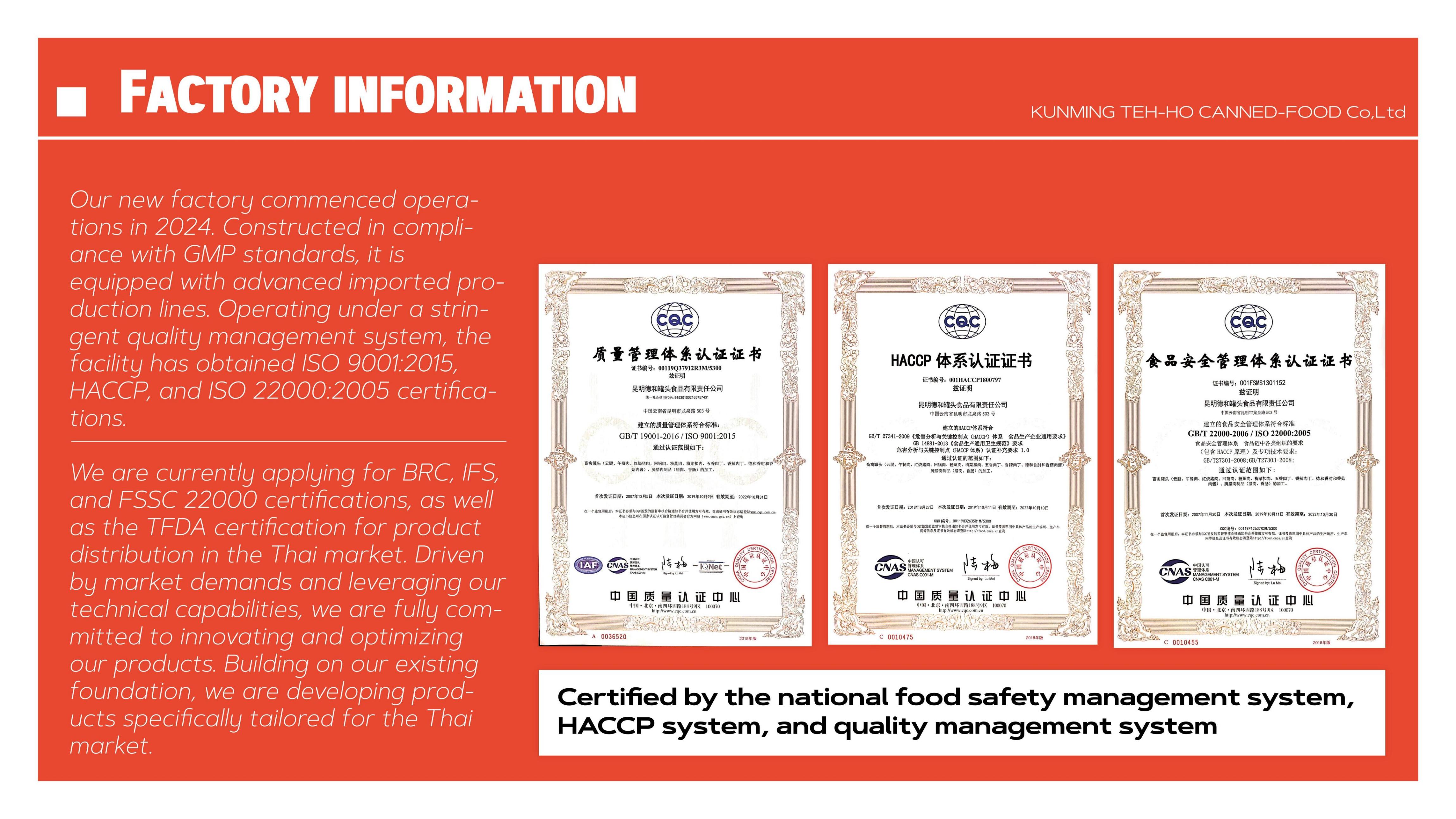 TEHHO factory information, food production license and test certificates TEHHO factory information, food production license and test certificates