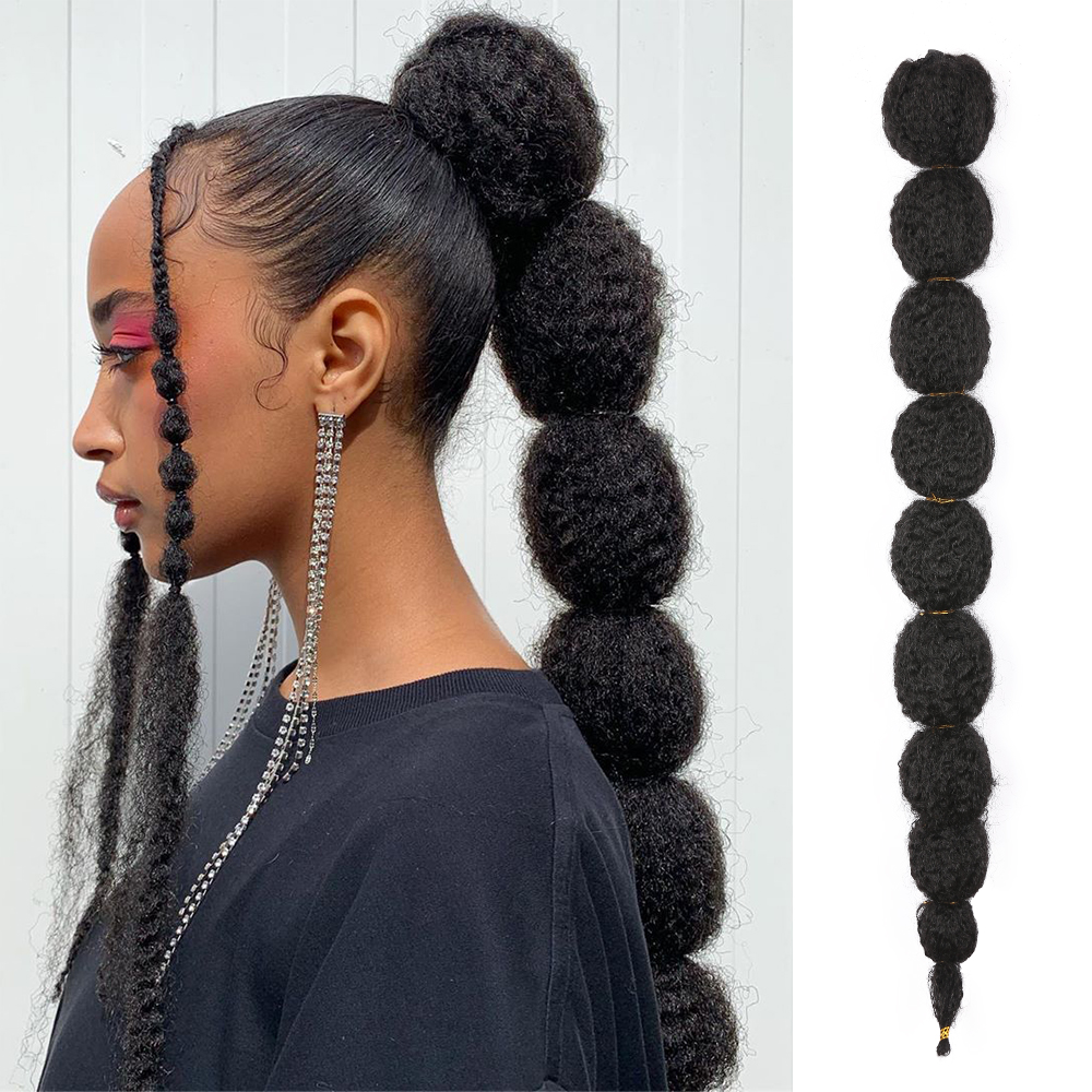 Lantern Bubble Curly Straight Pigtail Ponytail