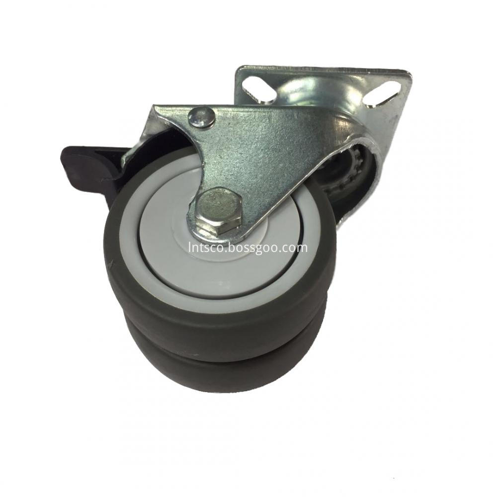 Flat Plate Dual-wheel Brake Casters with TPR Wheels Flat Plate Dual-wheel Brake Casters with TPR Wheels