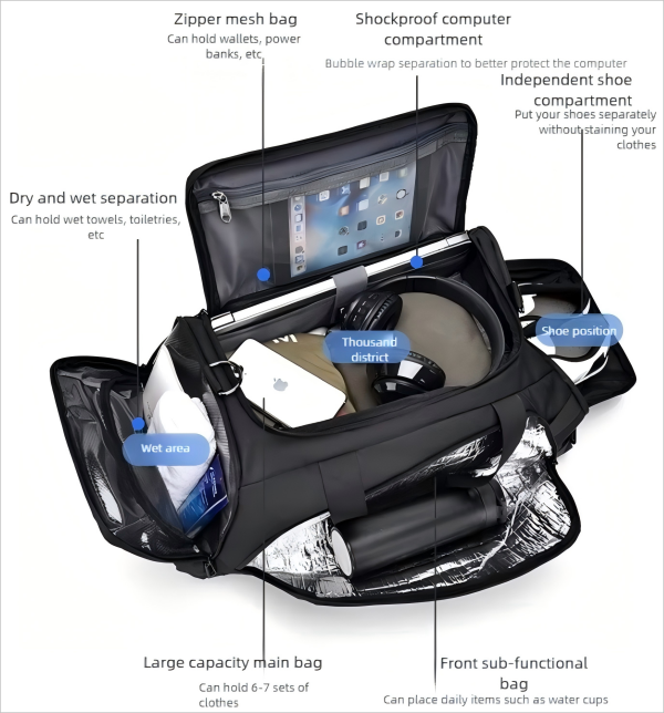 Waterproof dry-wet separation fitness handbag Waterproof dry-wet separation fitness handbag