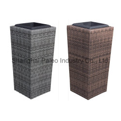 Garden Furniture Outdoor Rattan Trash Bin Wicker Trash Can Pat