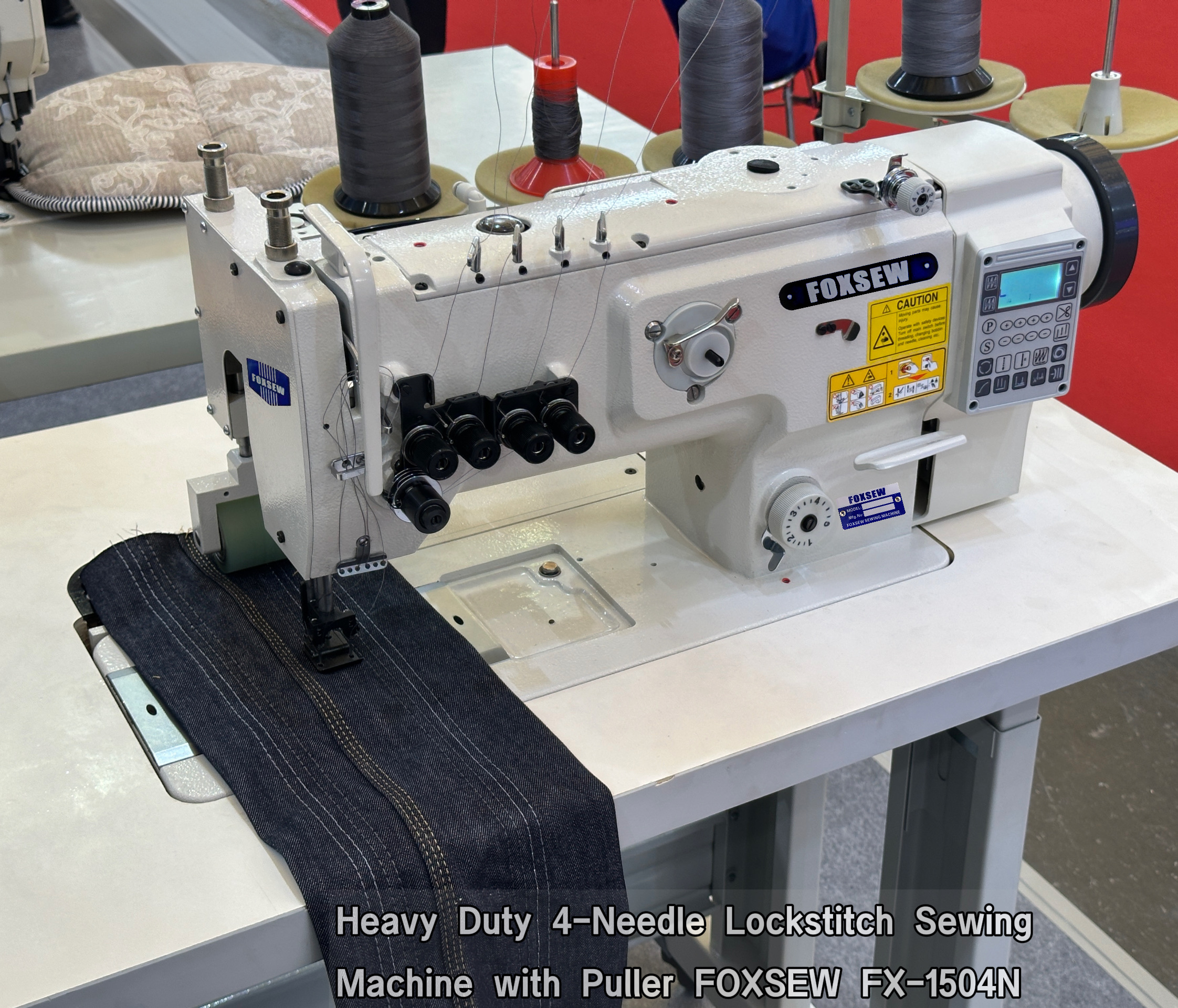 Heavy Duty 4-Needle Lockstitch Sewing Machine with Puller FOXSEW FX-1504N -7 Heavy Duty 4-Needle Lockstitch Sewing Machine with Puller FOXSEW FX-1504N -7