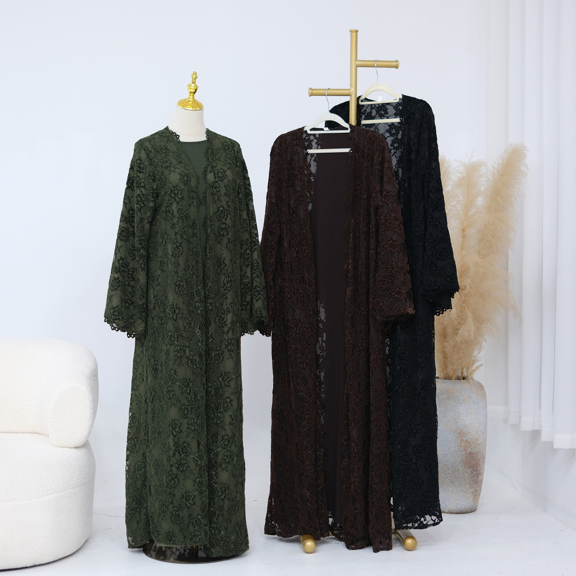 Lace Kimono Abaya Detail Luxury Lace Abaya Cardigan Dress Detail