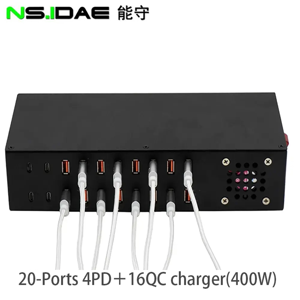 20-ports 4PD+16QC charger (400W) can be used for 20 devices 20-ports 4PD+16QC charger (400W) can be used for 20 devices